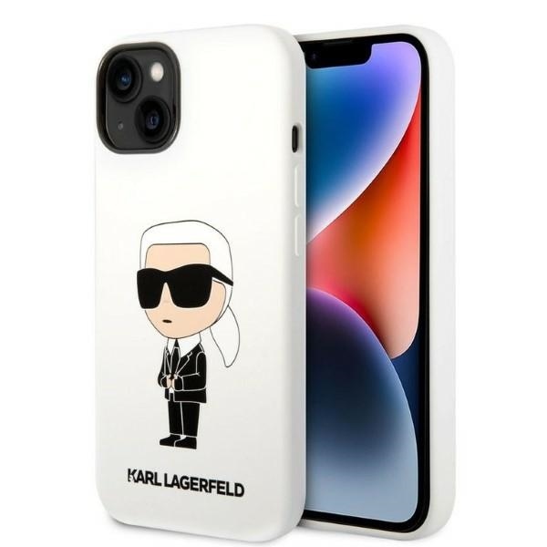 Karl Lagerfeld silikónový kryt na iPhone 14 Plus (KLHCP14MSNIKBCH) - biely Ikonik KF2339756