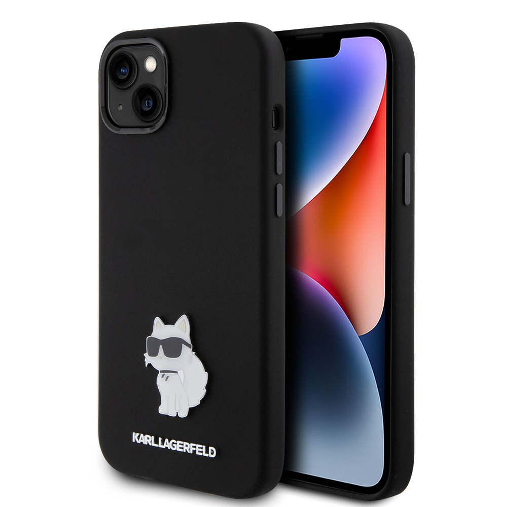 Karl Lagerfeld silikónový kryt na iPhone 15 Plus (KLHCP15MSMHCNPK) - Choupette Metal Pin KF2339824