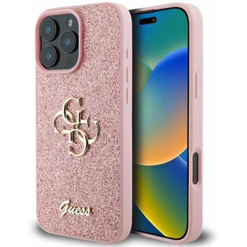 Guess Glitter Fixed Big 4G kryt na iPhone 16 Pro (GUHCP16LHG4SGP) - ružový KF2339889