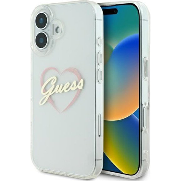 Guess pevný kryt IML Heart na iPhone 16 Plus (GUHCP16MHCHGSPT) - priehľadný KF2340066
