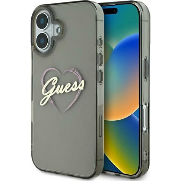 Guess pevný kryt IML Heart na iPhone 16 (GUHCP16SHCHGSPK) - čierny KF2340056