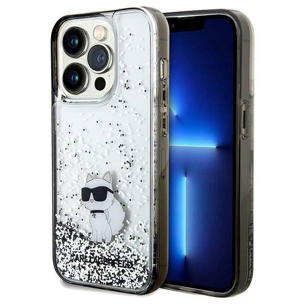 Karl Lagerfeld pevný kryt s tekutými trblietkami na iPhone 14 Pro Max (KLHCP14XLKCNSK) - priesvitný Choupette KF2340315