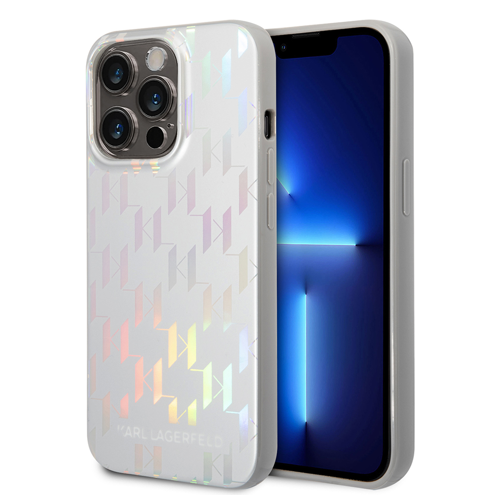 Karl Lagerfeld pevný kryt s monogramom na iPhone 14 Pro Max (KLHCP14XLGMMSV3) - dúhový (Iridescent) KF2340622