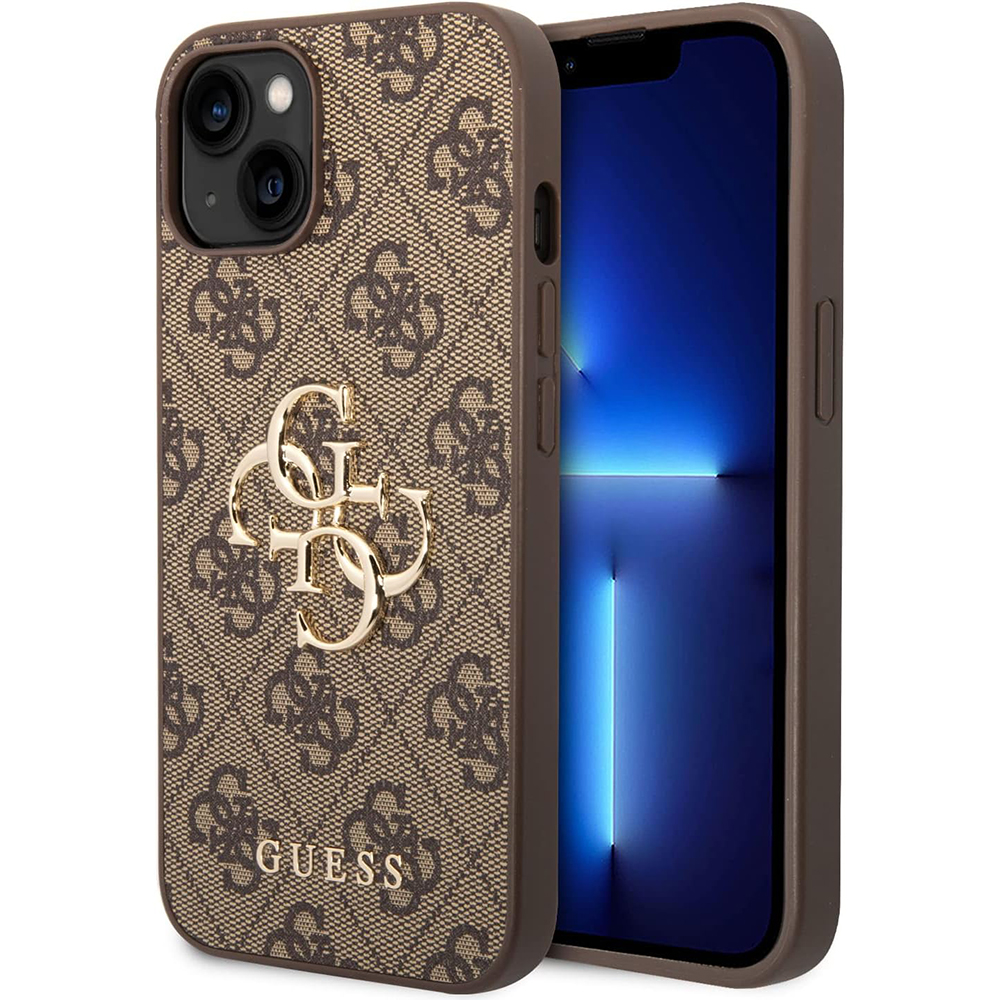 Guess pevný kryt 4G s veľkým kovovým logom na iPhone 15 Plus (GUHCP15M4GMGBR) - hnedý KF2339903