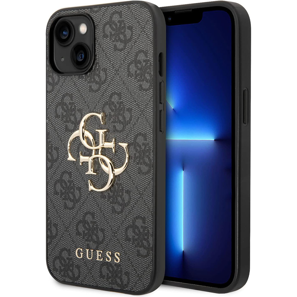 Guess pevný kryt 4G s veľkým kovovým logom na iPhone 15 Plus (GUHCP15M4GMGGR) - sivý KF2339904