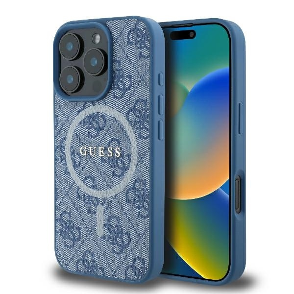 Guess 4G Ring Classic Logo MagSafe kryt na iPhone 16 Pro (GUHMP16LG4GFRB) - modrý KF2340440
