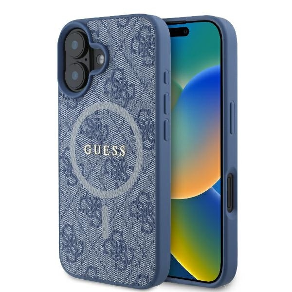 Guess 4G Ring Classic Logo MagSafe kryt na iPhone 16 (GUHMP16SG4GFRB) - modrý KF2340434
