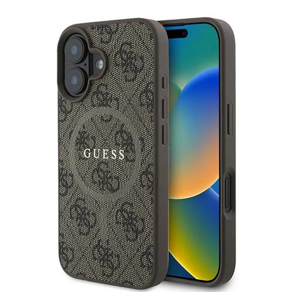 Guess 4G Ring Classic Logo MagSafe kryt na iPhone 16 (GUHMP16SG4GFRW) - hnedý KF2340433