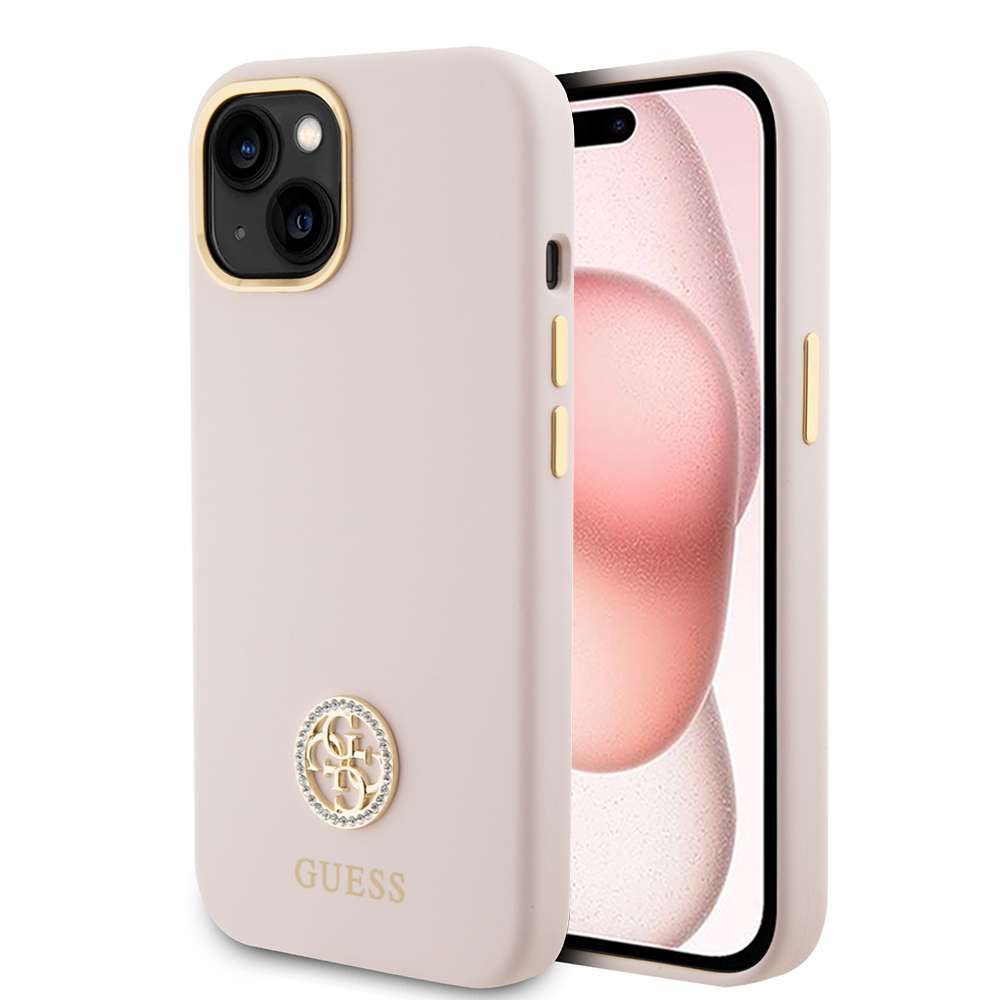 Guess silikónový kryt Logo Strass 4G na iPhone 15 (GUHCP15SM4DGPP) - svetloružový KF2339828