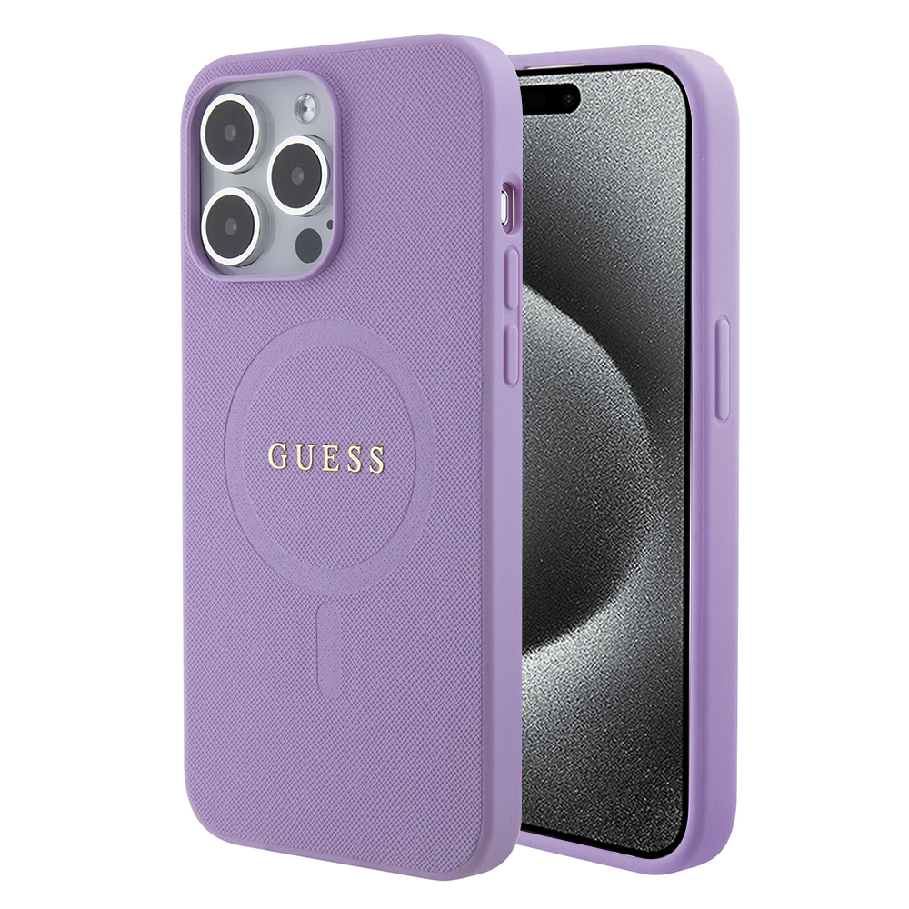 Guess Saffiano MagSafe kryt na iPhone 15 Pro Max (GUHMP15XPSAHMCU) - fialový KF2340325