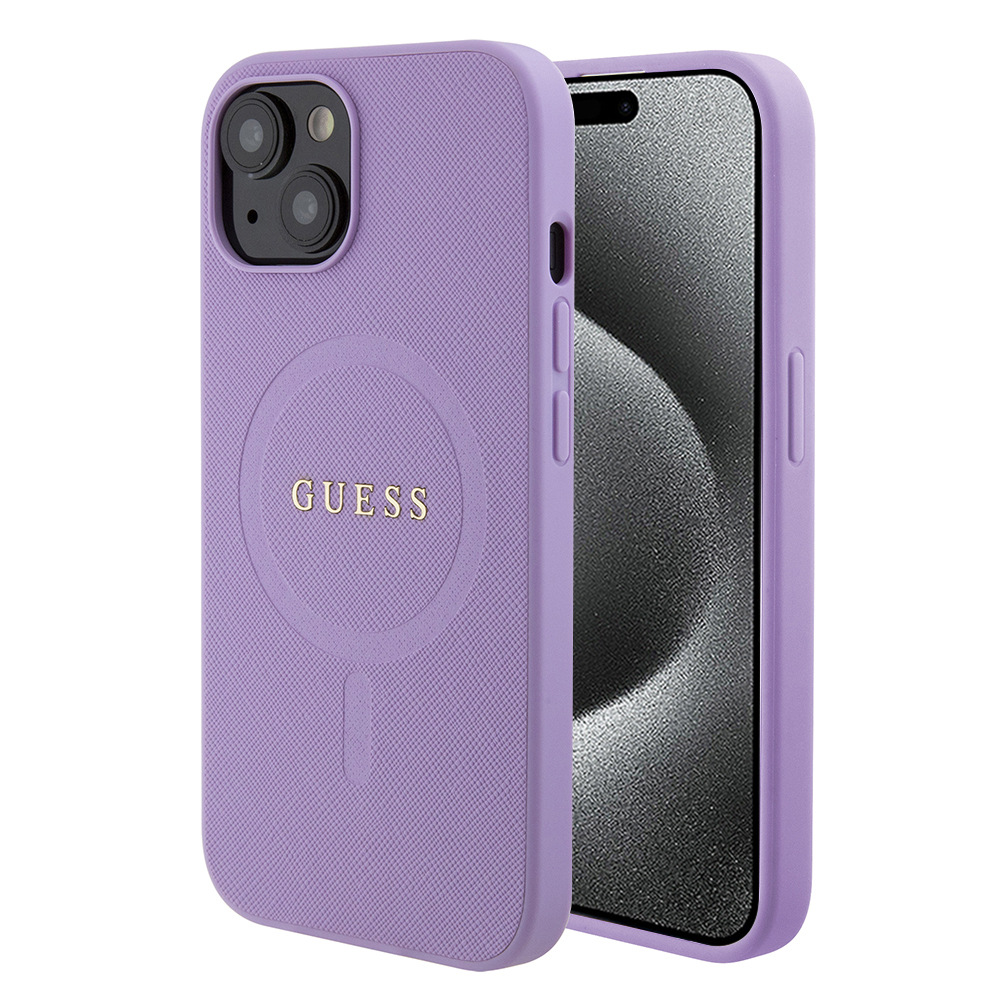 Guess Saffiano MagSafe kryt na iPhone 15 Plus (GUHMP15MPSAHMCU) - fialový KF2340308