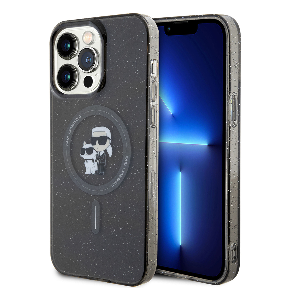 Karl Lagerfeld Glitter MagSafe kryt na iPhone 15 Pro Max (KLHMP15XHGKCNOK) - čierny Karl&Choupette KF2340868
