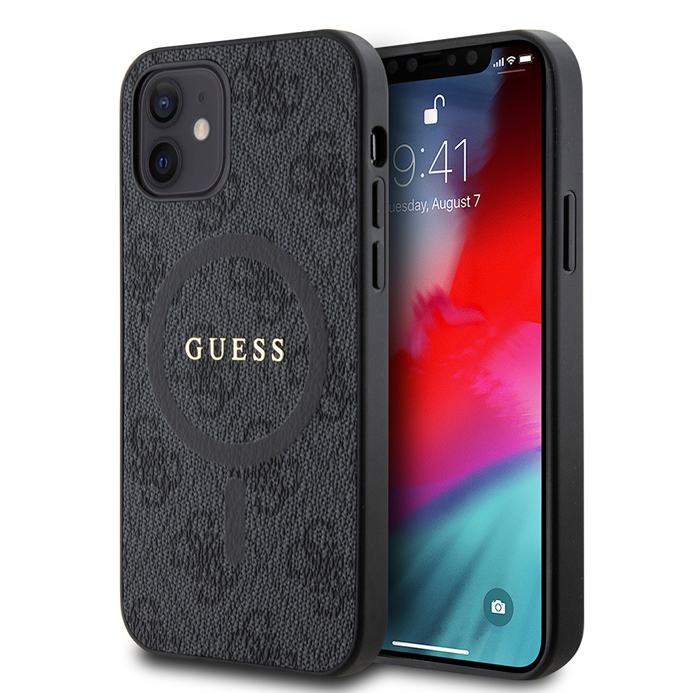 Guess 4G Ring Classic Logo MagSafe kryt na iPhone 12 / iPhone 12 Pro (GUHMP12MG4GFRK) - čierny KF2342094