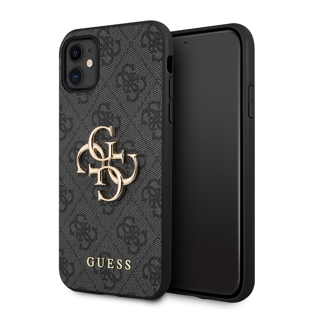 Guess pevný kryt 4G s veľkým kovovým logom na iPhone 11 (GUHCN614GMGGR) - sivý KF2342127