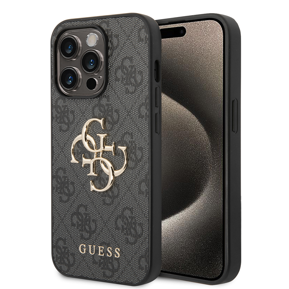 Guess pevný kryt 4G s veľkým kovovým logom na iPhone 15 Pro Max (GUHCP15X4GMGGR) - sivý KF2342130