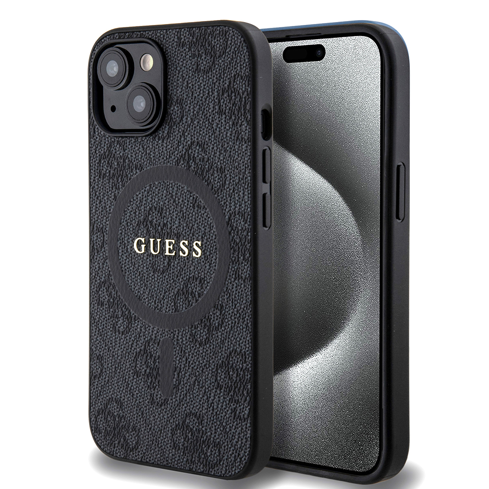 Guess 4G Ring Classic Logo MagSafe kryt na iPhone 15 (GUHMP15SG4GFRK) - čierny KF2342137