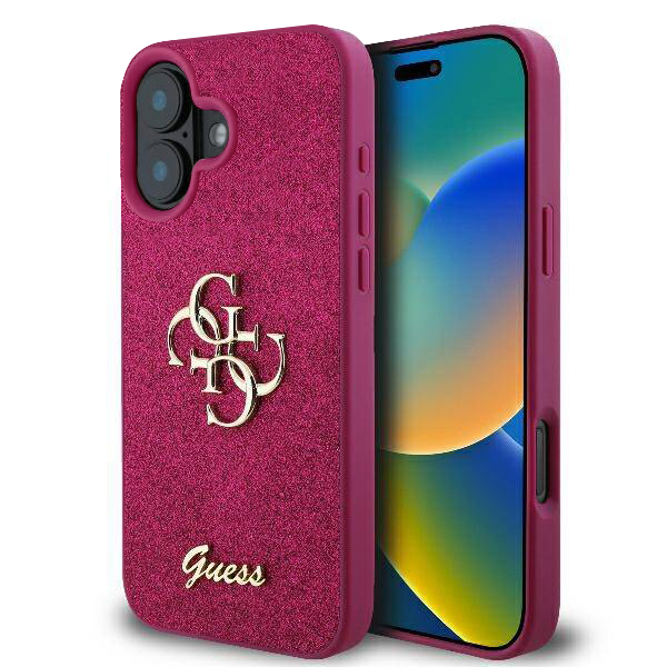 Guess Glitter Fixed Big 4G kryt na iPhone 16 (GUHCP16SHG4SGU) - fialový KF2342157