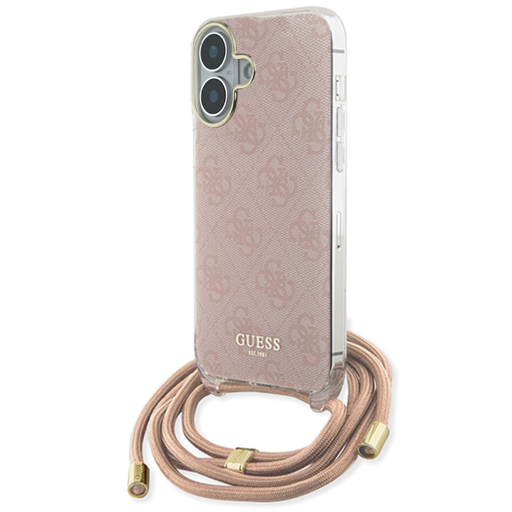 Guess crossbody puzdro s 4G potlačou a šnúrkou na iPhone 16 (GUHCP16SHC4SEP) - ružové KF2342165