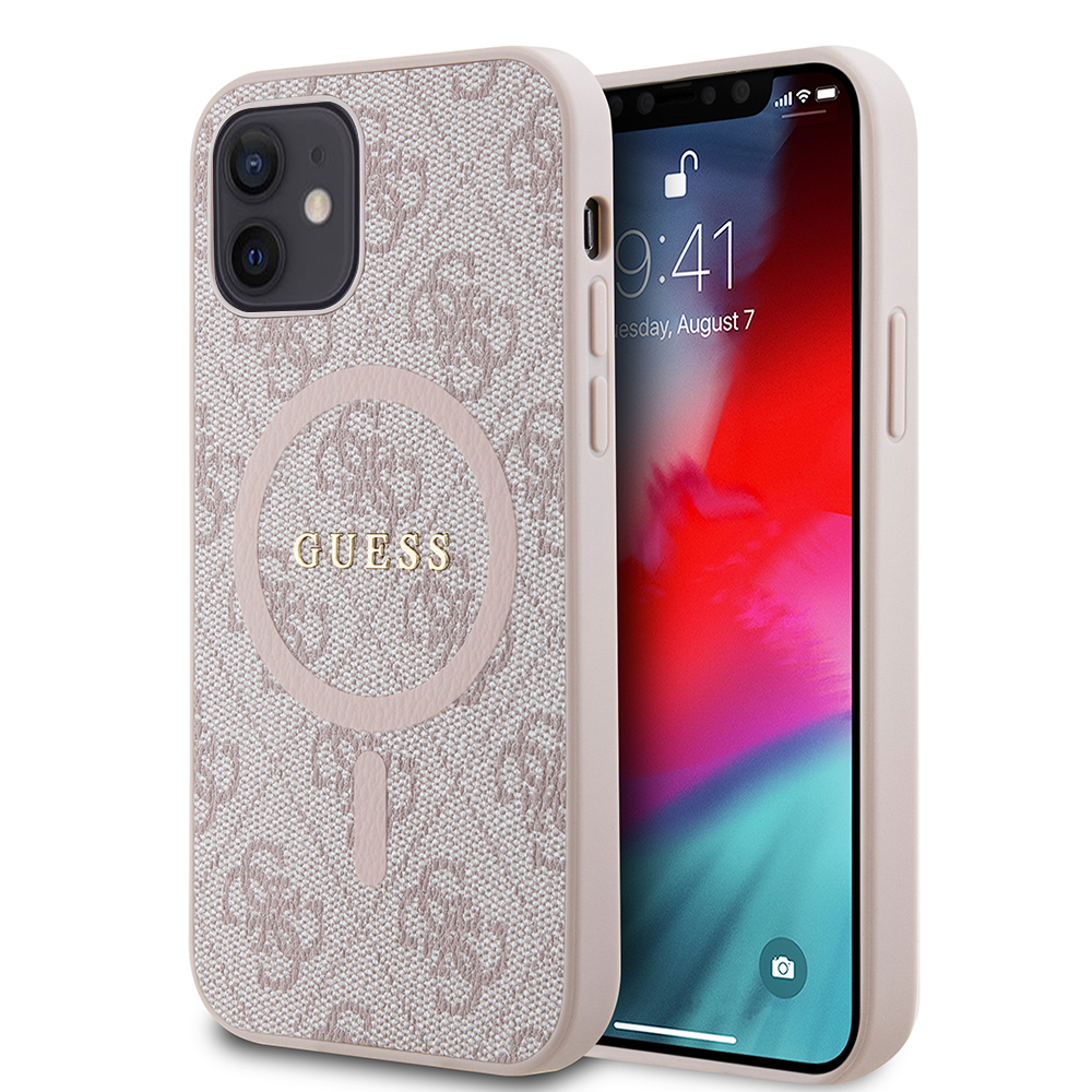 Guess 4G Ring Classic Logo MagSafe kryt na iPhone 12 / iPhone 12 Pro (GUHMP12MG4GFRP) - ružový KF2342099