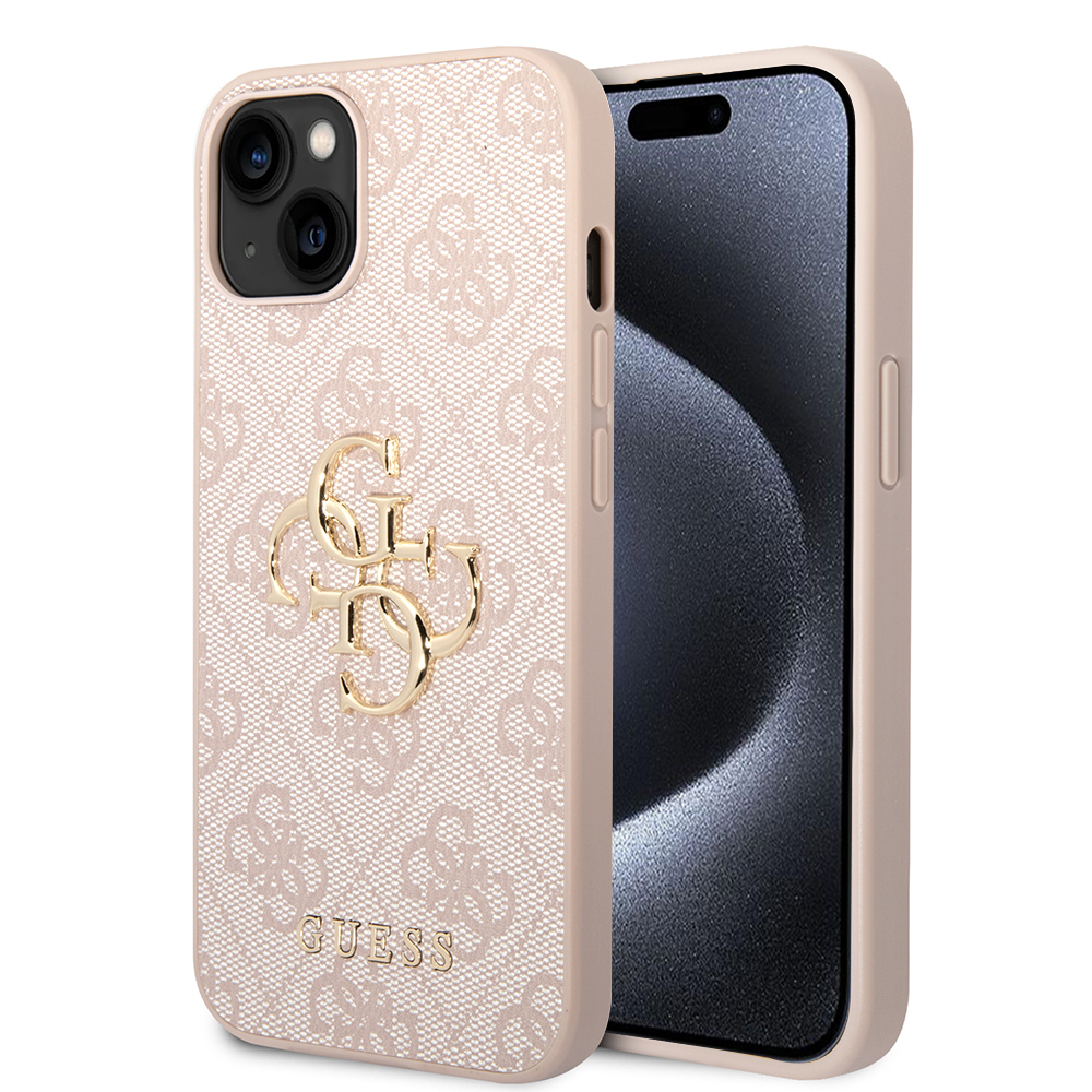 Guess kožený kryt 4G s kovovým logom na iPhone 15 (GUHCP15S4GMGPI) - ružový KF2342109