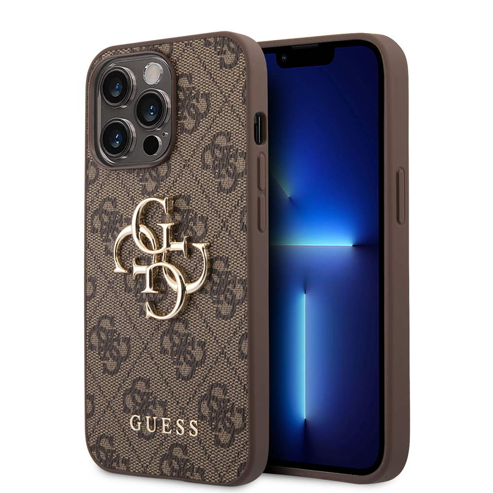 Guess pevný kryt 4G s veľkým kovovým logom na iPhone 14 Pro Max (GUHCP14X4GMGBR) - hnedý KF2342119