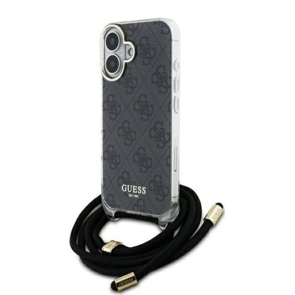 Guess crossbody puzdro s 4G potlačou a šnúrkou na iPhone 16 (GUHCP16SHC4SEK) - čierne KF2342162