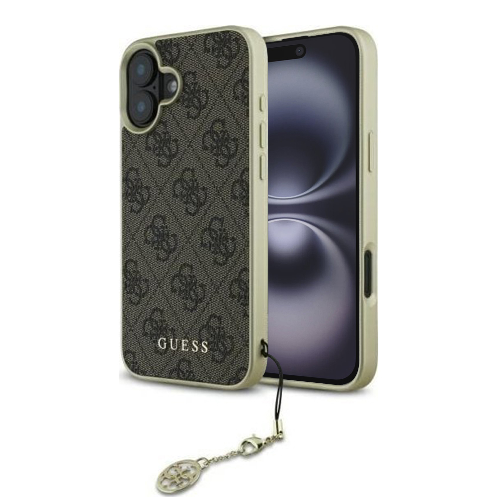 Guess pevný kryt 4G Charms Collection na iPhone 16 (GUHCP16SGF4GBR) - hnedý KF2342177