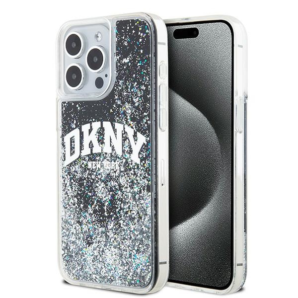 DKNY pevný trblietavý kryt na iPhone 15 Pro Max s veľkým logom (DKHCP15XLBNAEK) - čierny KF2342630
