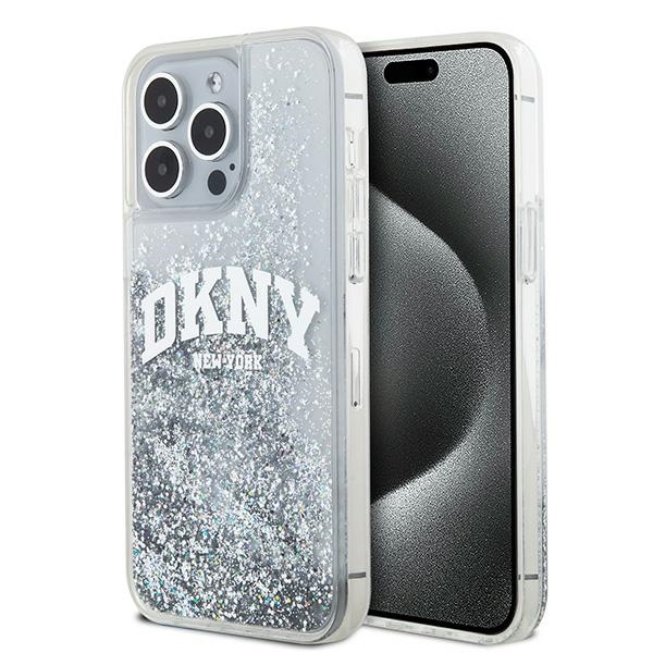DKNY pevný trblietavý kryt na iPhone 15 Pro Max s veľkým logom (DKHCP15XLBNAET) - biely KF2342663