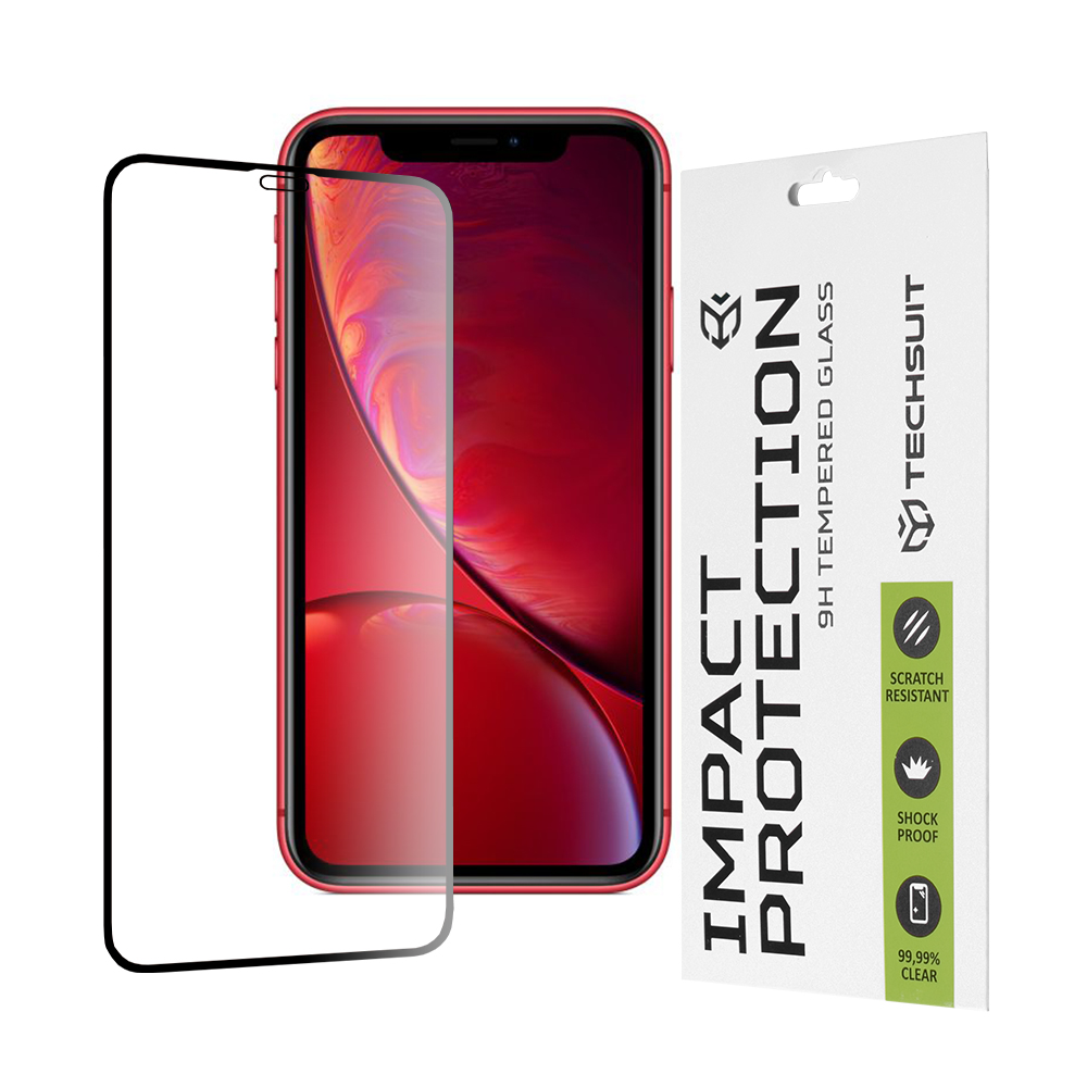 Techsuit 111D Full Cover / Full Glue Glass Ochranné tvrdené sklo na iPhone 11 / iPhone XR – Čierne KF235601