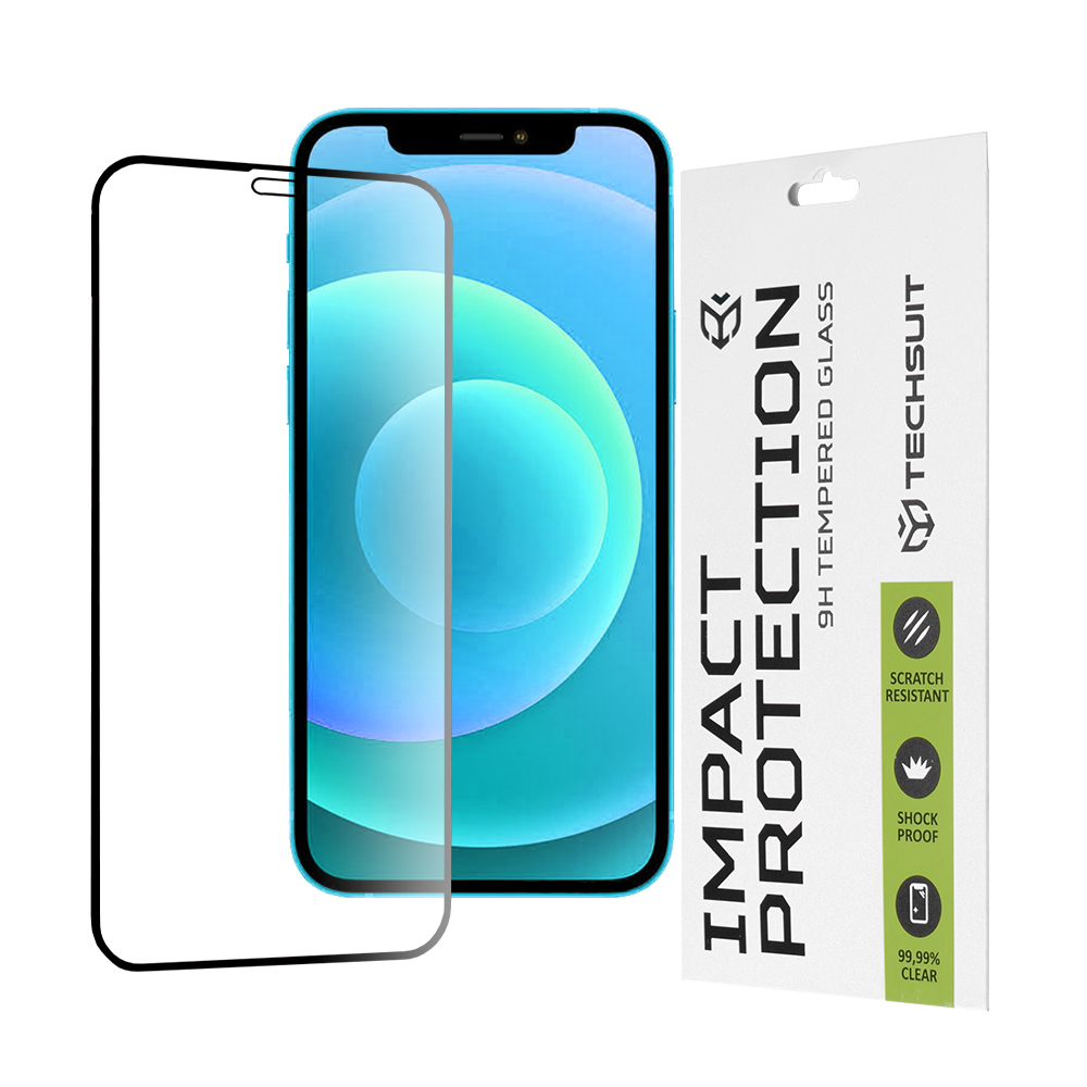 Techsuit 111D Full Cover / Full Glue Glass Ochranné tvrdené sklo na iPhone 12 / iPhone 12 Pro – Čierne KF235598