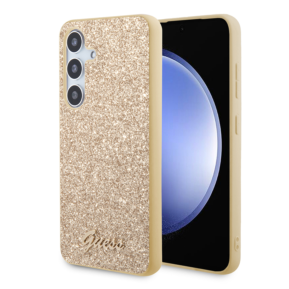 Guess Glitter Script (GUHCS24SHGGSHD) kryt na Samsung Galaxy S24 – Zlatý KF2339971