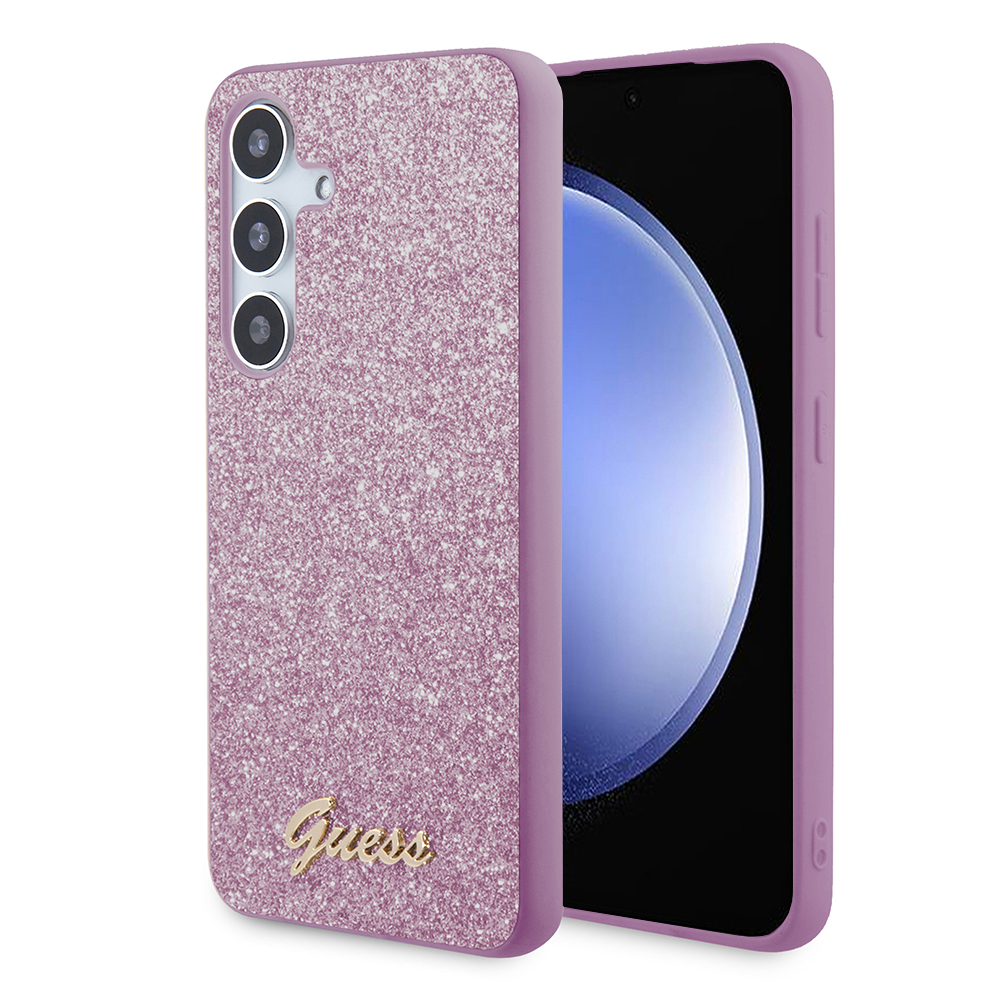 Guess Glitter Script (GUHCS24SHGGSHU) kryt na Samsung Galaxy S24 – Fialový KF2339972