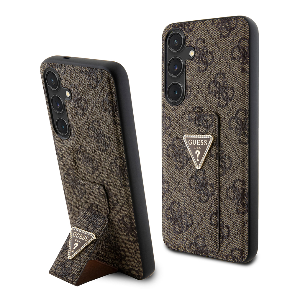 Guess Grip Stand 4G Triangle Strass (GUHCS24MPGS4TDW) kryt na Samsung Galaxy S24 Plus – Hnedý KF2340039
