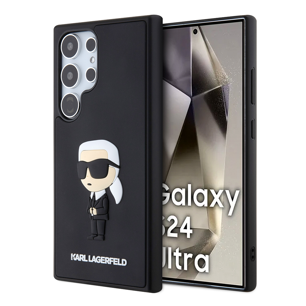 Karl Lagerfeld 3D Dizajn (KLHCS24L3DRKINK) kryt na Samsung Galaxy S24 Ultra – Gumený Ikonik KF2339495