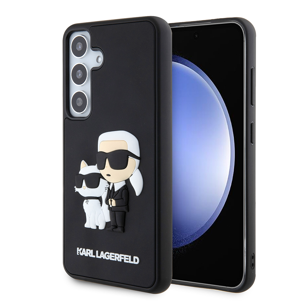 Karl Lagerfeld 3D Dizajn (KLHCS24S3DRKCNK) kryt na Samsung Galaxy S24 – Gumený Karl&Choupette KF2339507