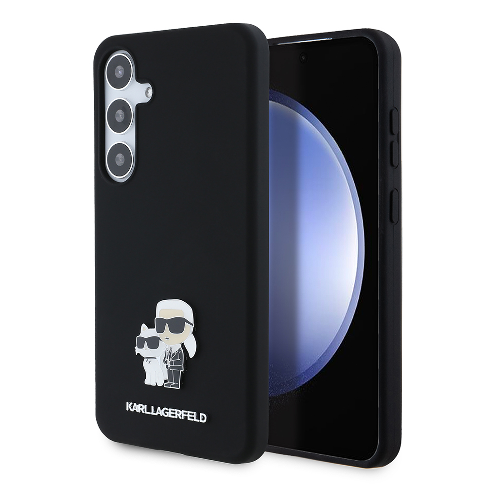 Karl Lagerfeld Silicone (KLHCS24MSMHKCNPK) kryt na Samsung Galaxy S24 Plus – Karl&Choupette kovový odznak KF2339587