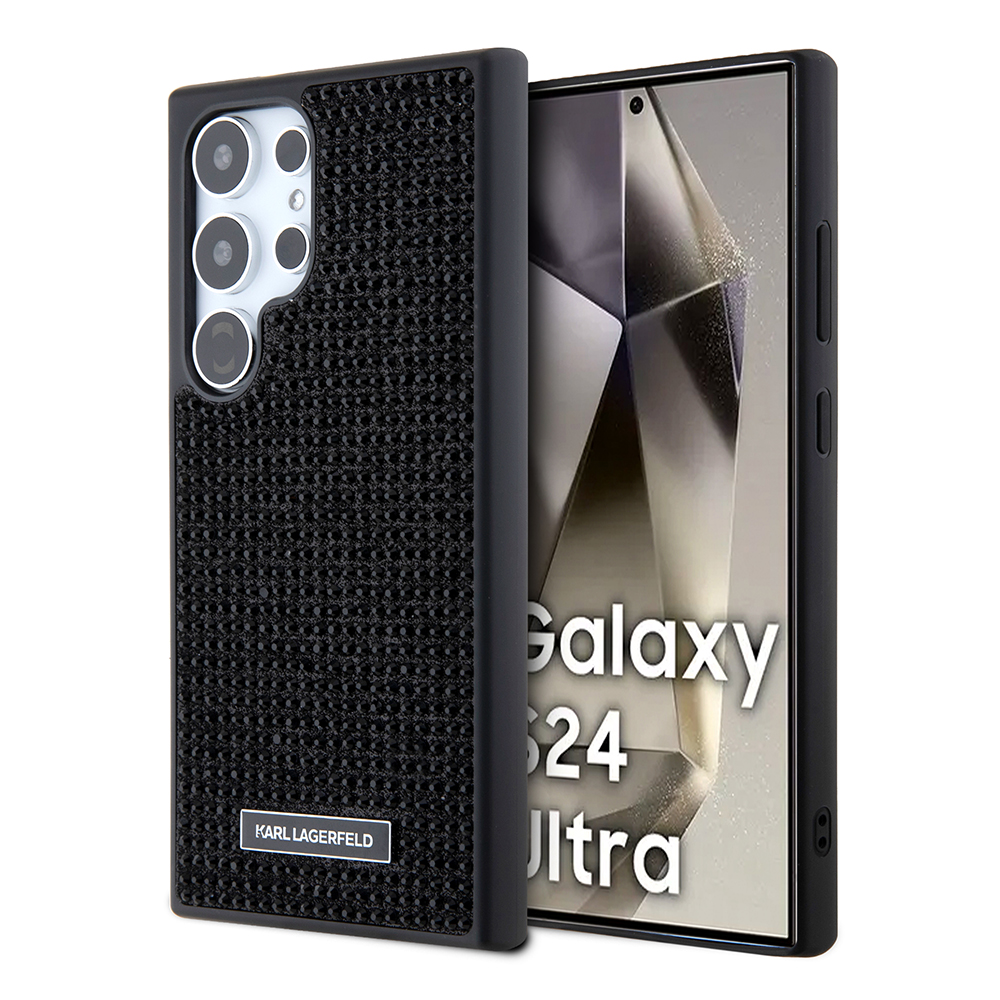 Karl Lagerfeld Hardcase Rhinestone (KLHCS24LHDSPRK) kryt na Samsung Galaxy S24 Ultra – Logo s kovovou doštičkou KF2340531