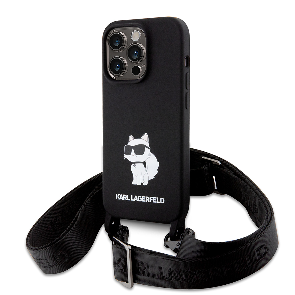 Karl Lagerfeld Silicone Crossbody (KLHCP15LSCBSCNK) kryt na iPhone 15 Pro – Choupette KF2339806