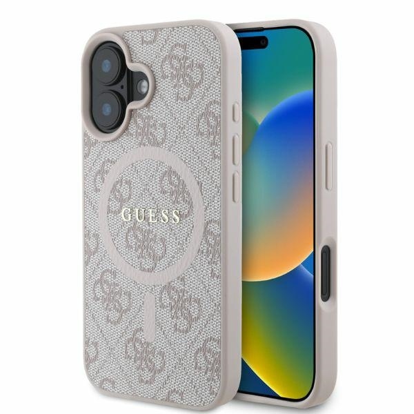 Guess 4G Ring Classic Logo MagSafe (GUHMP16SG4GFRP) kryt na iPhone 16 – Ružový KF2340432
