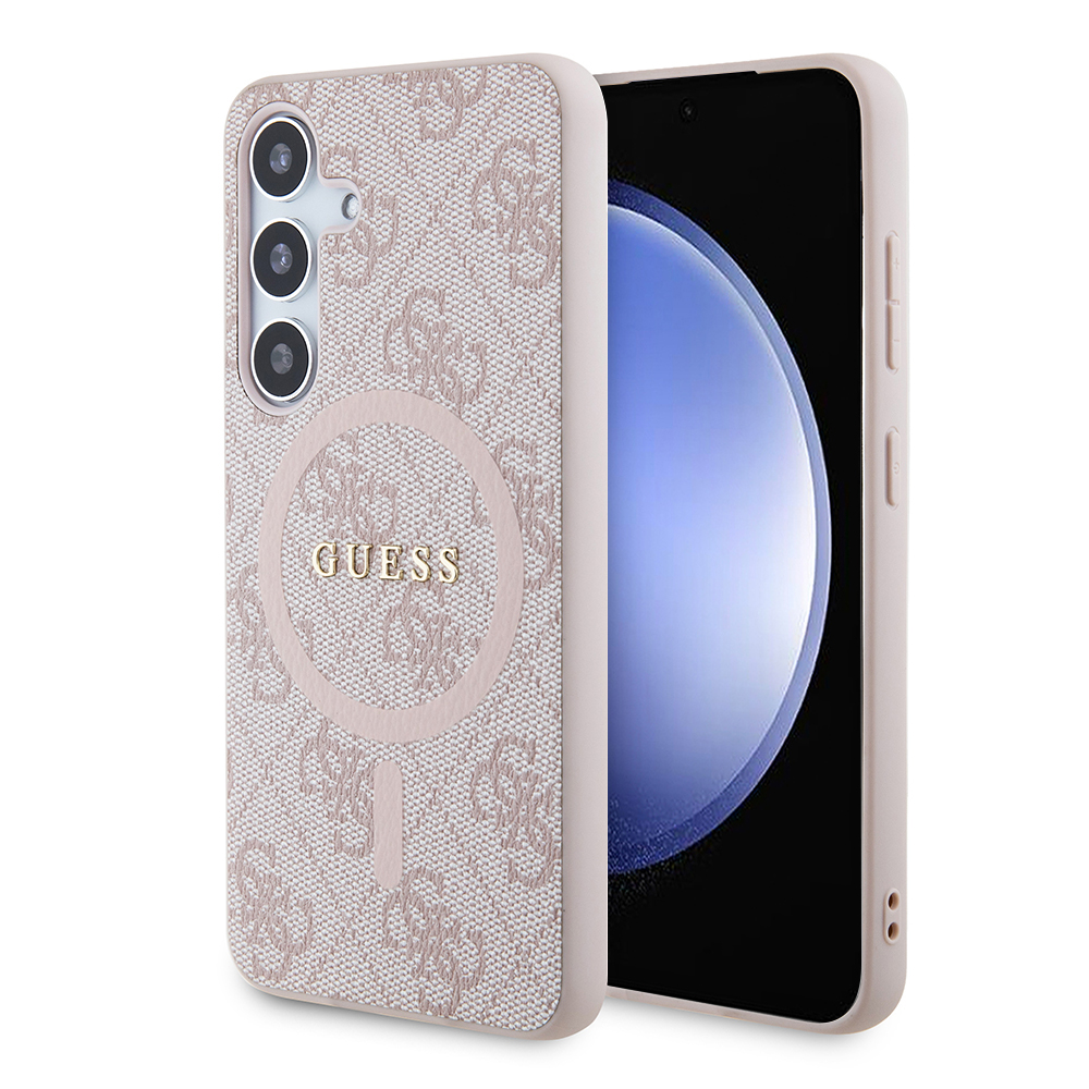 Guess 4G Collection Kožený MagSafe (GUHMS24SG4GFRP) kryt na Samsung Galaxy S24 – Ružový KF2340287