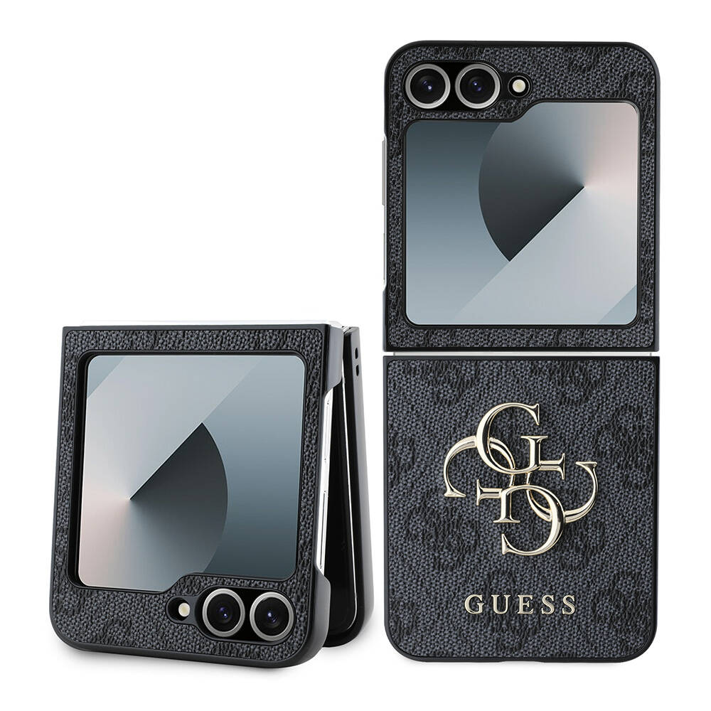 Guess kožený obal 4G Metal Logo (GUHCZF64GMGGR) - Samsung Galaxy Z Flip6 - Čierny KF2339789