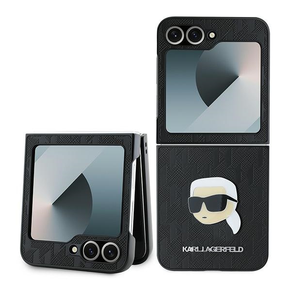 Karl Lagerfeld Saffiano tvrdý obal na telefón (KLHCZF6PGKSKIHK) - Samsung Galaxy Z Flip6 - Monogram Head Pin KF2339564
