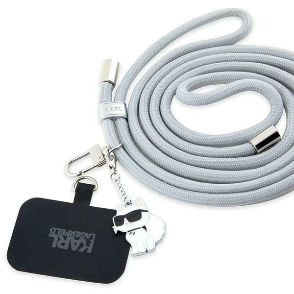 Karl Lagerfeld Crossbody Cord univerzálny remienok na telefón (KLUCNMSCKIG) - Nylon, 150 cm - Choupette Šedý KF2342090