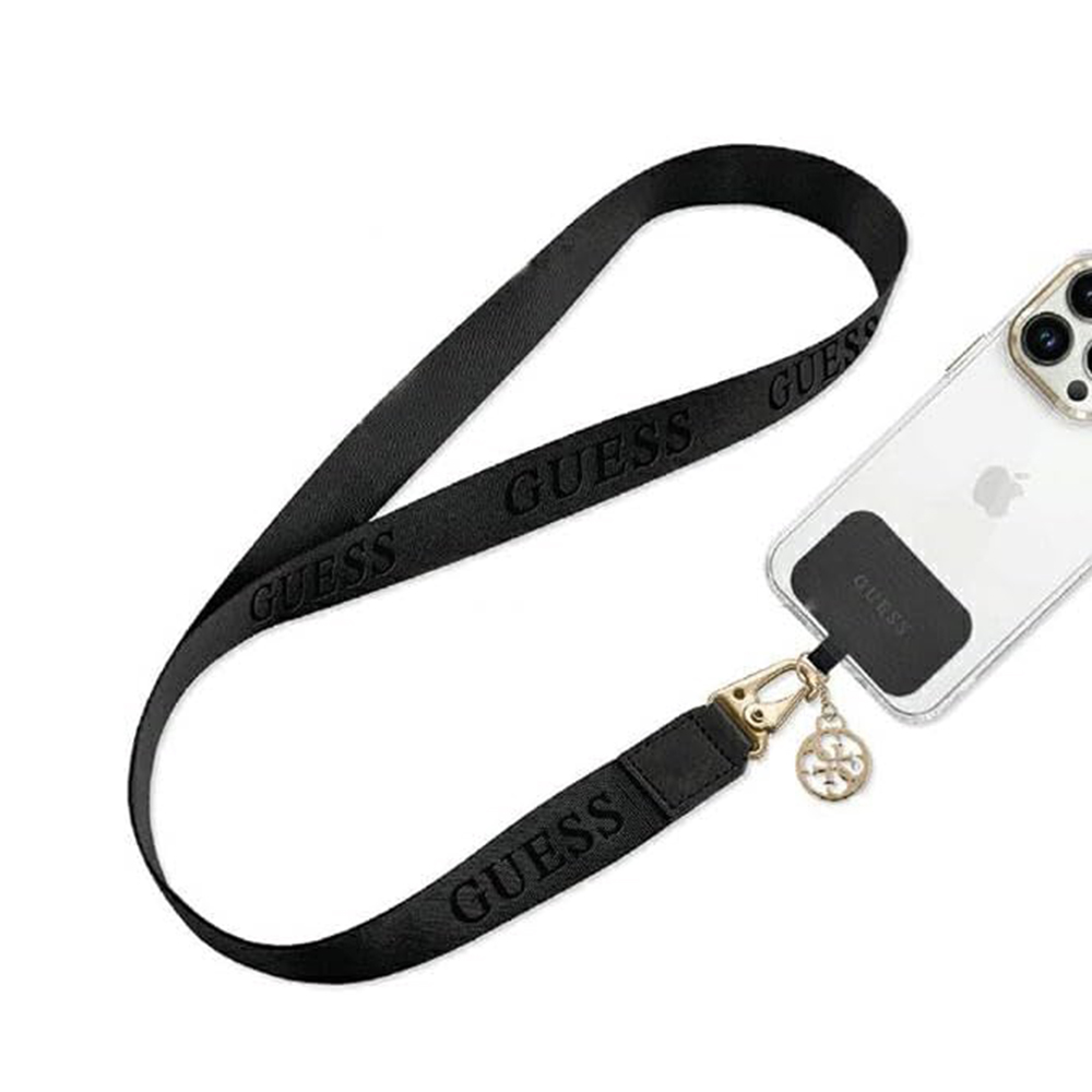 Guess držiak Link Snap Hook remienok (GUOUCPNLEH4K) - Lanyard na obaly na telefón - Čierny KF2342365