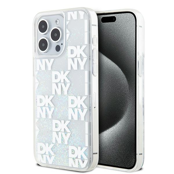DKNY tvrdý obal s tekutými trblietkami Multilogo (DKHCP15XLCPEPT) - iPhone 15 Pro Max - Biely KF2342631