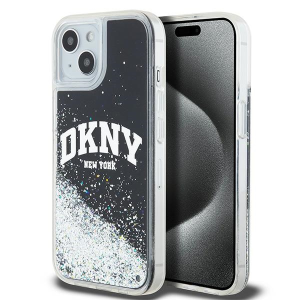 DKNY tvrdý obal s tekutými trblietkami Big Logo (DKHCP15SLBNAEK) - iPhone 15 - Čierny KF2342634