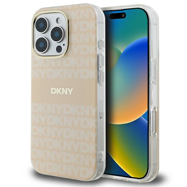DKNY tvrdý obal Textúrovaný vzor a pruh MagSafe (DKHMP16LHRHSEP) - iPhone 16 Pro - Ružový KF2342701