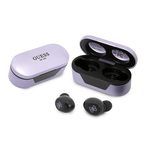 Guess Wireless Earbuds bezdrôtové slúchadlá (GUTWST31EU) - Bluetooth 5.0, TWS, USB-C, LED displej, dokovacia stanica, IPX4 - Fialové KF2342502