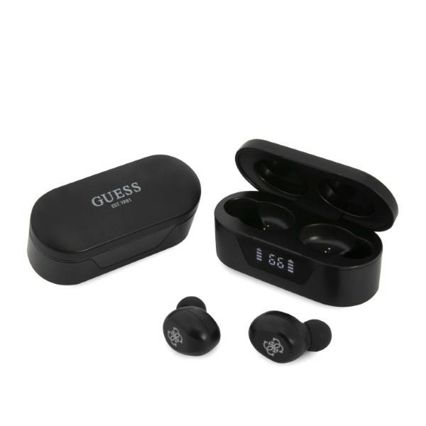 Guess Wireless Earbuds bezdrôtové slúchadlá (GUTWST31EK) - Bluetooth 5.0, TWS, USB-C, LED displej, dokovacia stanica, IPX4 - Čierne KF2342505